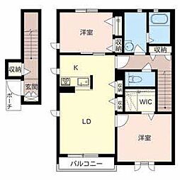 シャーメゾン　カンフリエ 2階2LDKの間取り