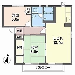 テ・ゾーヌA 2LDKの間取図画像