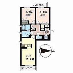 シャーメゾン・シグマ 3階2LDKの間取り