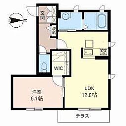 シャーメゾン欅ヶ丘・石楠花館 1階1LDKの間取り