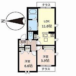 シャーメゾン久津川 2LDKの間取図画像