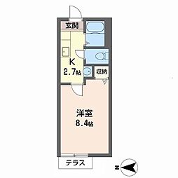 グローリーヨシヤマ 1Kの間取図画像