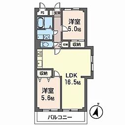南野ローズヴィラ 2LDKの間取図画像