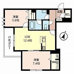 グランイーグル 2LDKの間取図画像
