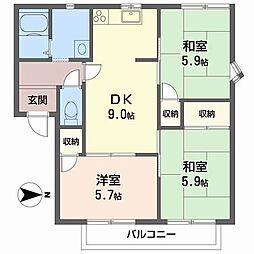 ヴィラマキ 3DKの間取図画像