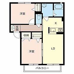 ジョイ・コート家七E棟 2LDKの間取図画像