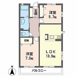 ヴィラーチェ・カトレア 2LDKの間取図画像