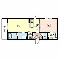ふぁみりありんくうC 1LDKの間取図画像