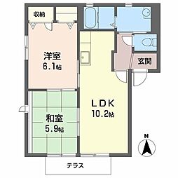 ハイツ櫻 2LDKの間取図画像