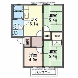 ディアスノバク 2階3DKの間取り