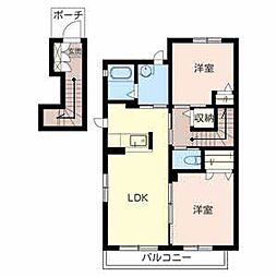 シャーメゾン18 2階2LDKの間取り