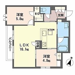 シャーメゾン　翠 1階2LDKの間取り