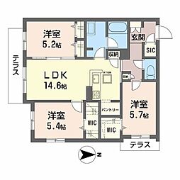 シャーメゾンPINO 3LDKの間取図画像