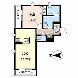ヴァンヴェール 1LDKの間取図画像