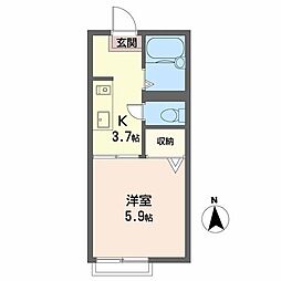 ＴＭＭイチヤハイツ 1階1Kの間取り