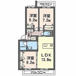 カサブランカ 3LDKの間取図画像
