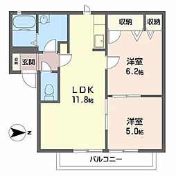 ヴェール・ディアス 2LDKの間取図画像