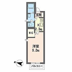 エスポワール五番館 2階1Kの間取り