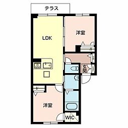ターフヴィラ中村 2LDKの間取図画像