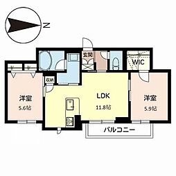 シャーメゾン東久世 2LDKの間取図画像