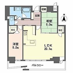 大阪ひびきの街ザ・サンクタスタワー 2LDKの間取図画像