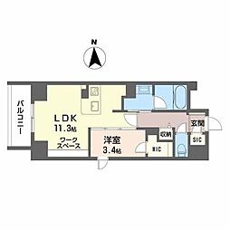 ロイヤルパークヒルズ上町 1LDKの間取図画像