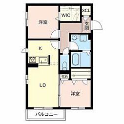 シャーメゾン・ＫＯＫＯＭＯ 2階2LDKの間取り