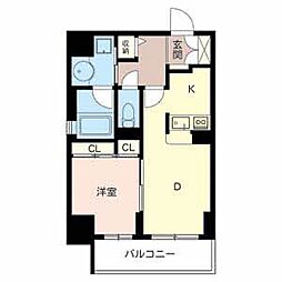 AD-HOC呉服町 1DKの間取図画像