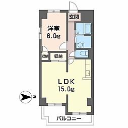 飛鳥壱番館 1LDKの間取図画像