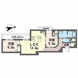 シャーメゾングレイス 2LDKの間取図画像