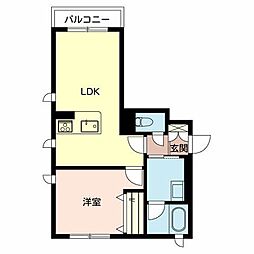 シャーメゾン静 2階1LDKの間取り