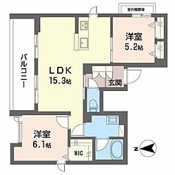 カルハート桂 2LDKの間取図画像