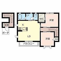 メゾンランジュ高野 2階2LDKの間取り