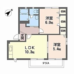 エスタシオンC棟 2LDKの間取図画像