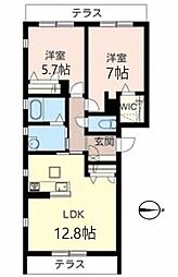 シャーメゾンU 2LDKの間取図画像