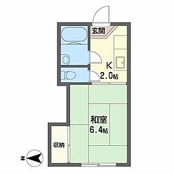 ハイツ舞2 1Kの間取図画像