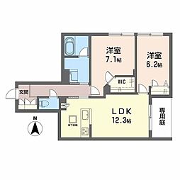 シャーメゾン ウィステリア 武庫之荘 みらいエコ 2LDKの間取図画像