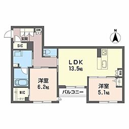 シャーメゾン ウィステリア 武庫之荘 みらいエコ 2LDKの間取図画像