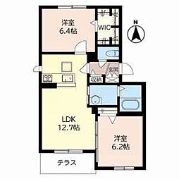 シャーメゾン尾浜 1階2LDKの間取り