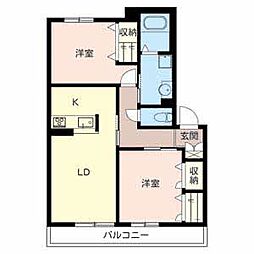 シャーメゾン　ライトリー 2階2LDKの間取り
