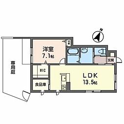 ベルメゾン西川東公園前 1LDKの間取図画像