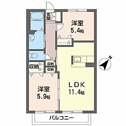 アーバンフラット 2LDKの間取図画像