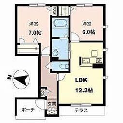 プライム・コート2 2LDKの間取図画像