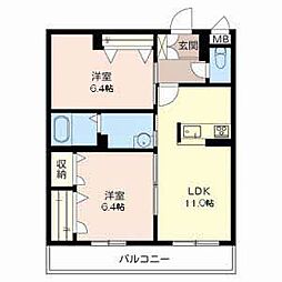 ベレオ宝塚 2LDKの間取図画像