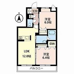 ベレオ宝塚 2LDKの間取図画像