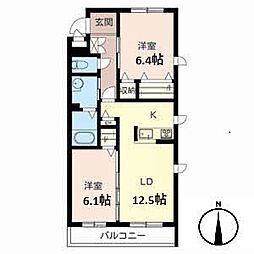 ベレオ宝塚 2LDKの間取図画像