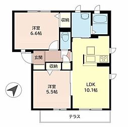 シャーメゾン誠和 1階2LDKの間取り