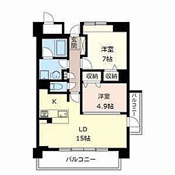 セリシール夙川苦楽園 2LDKの間取図画像
