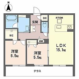 プラート　キアリノ 1階2LDKの間取り
