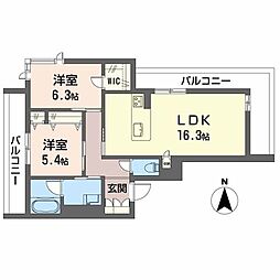 プラーノ キアリノ 2LDKの間取図画像